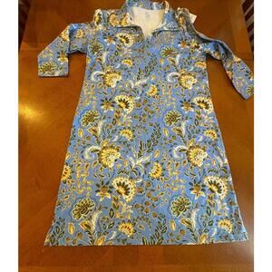 Kim Rogers Blue Floral Midi Dress with 3/4 Sleeves